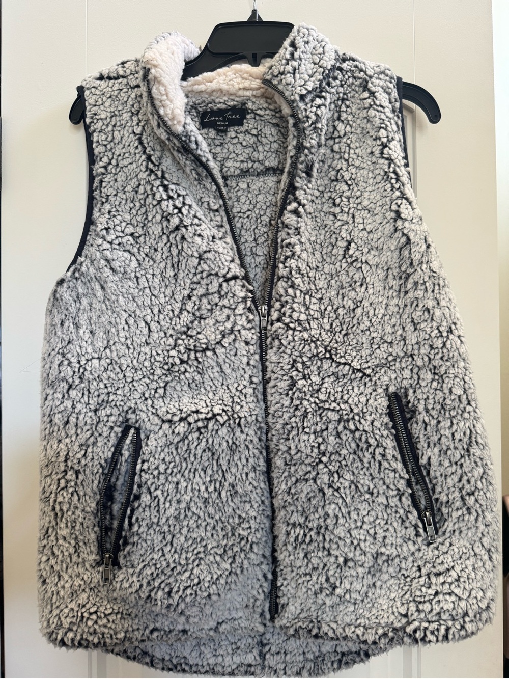 Love Tree Plush Gray Sherpa Zip Jacket